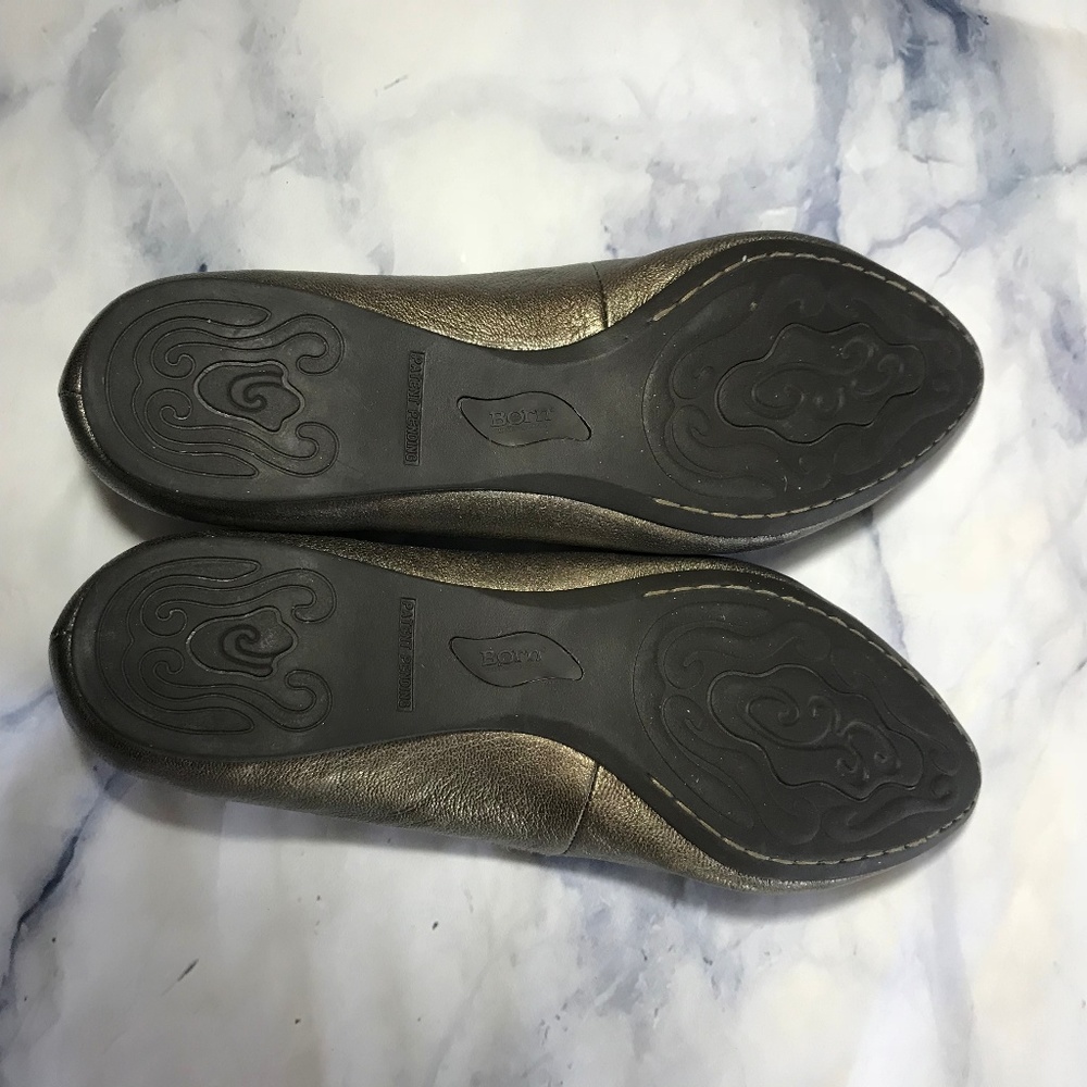 Born Gold Leather Strap Accent Metallic Flats - Picture 6 of 7